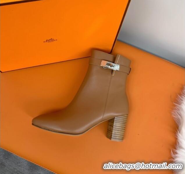 Charming Hermes Calfskin Saint Germain Ankle Boot With 6.5cm Heel 111288 Brown