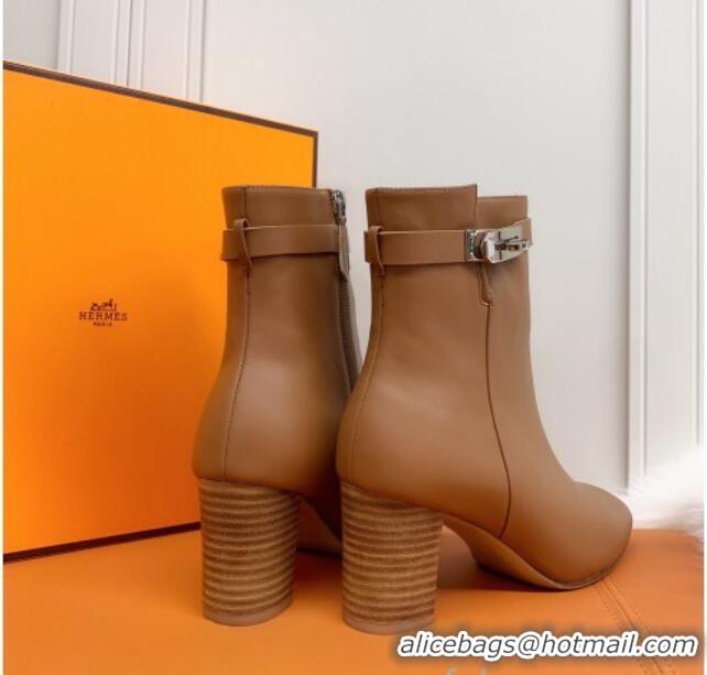 Charming Hermes Calfskin Saint Germain Ankle Boot With 6.5cm Heel 111288 Brown