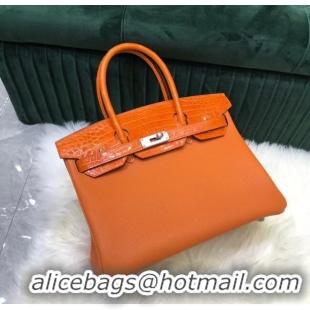 Youthful Hermes Birkin Bag Original Leather crocodile togo HBK2530 orange