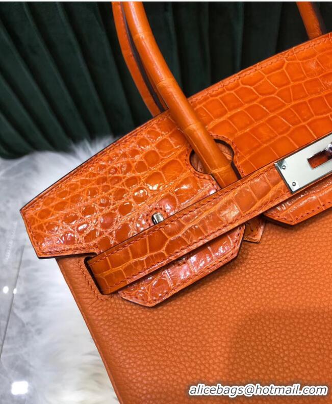 Youthful Hermes Birkin Bag Original Leather crocodile togo HBK2530 orange