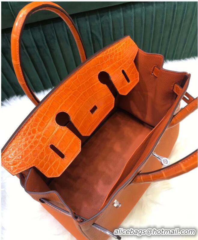 Youthful Hermes Birkin Bag Original Leather crocodile togo HBK2530 orange