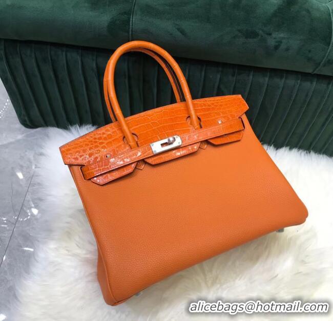 Youthful Hermes Birkin Bag Original Leather crocodile togo HBK2530 orange