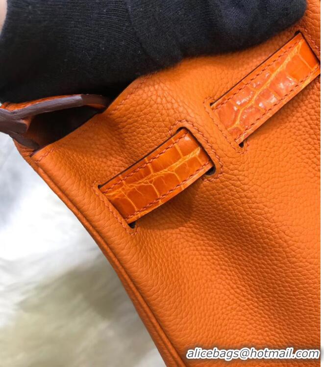 Youthful Hermes Birkin Bag Original Leather crocodile togo HBK2530 orange