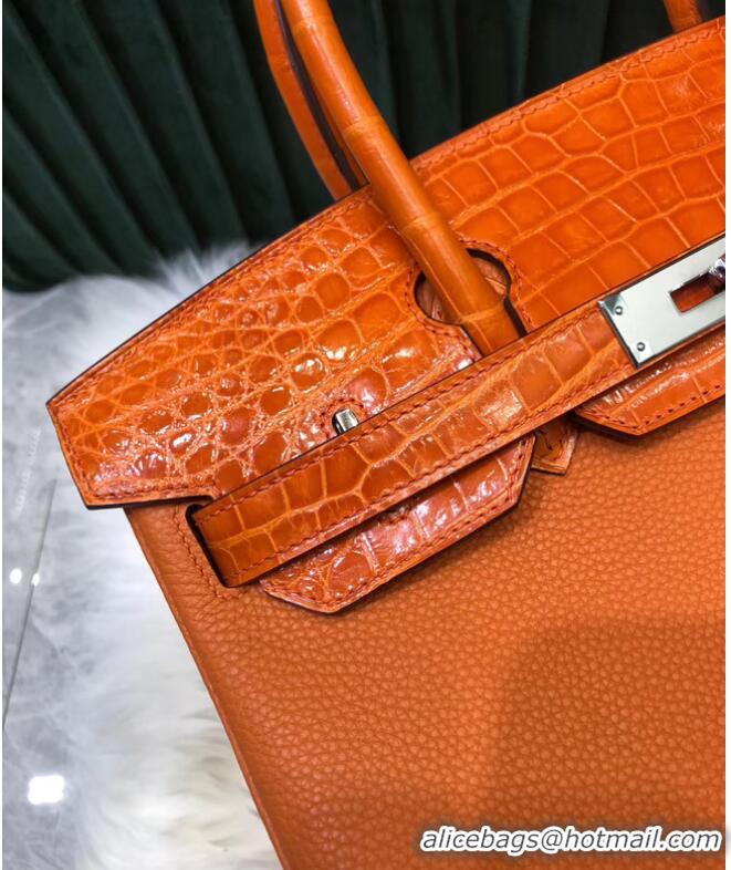 Youthful Hermes Birkin Bag Original Leather crocodile togo HBK2530 orange