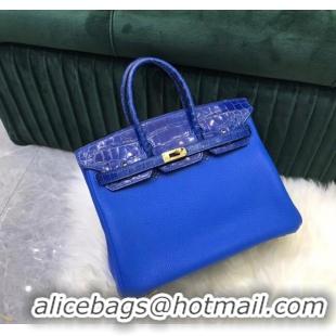 Best Price Hermes Birkin Bag Original Leather crocodile togo HBK2530 Electro optic blue