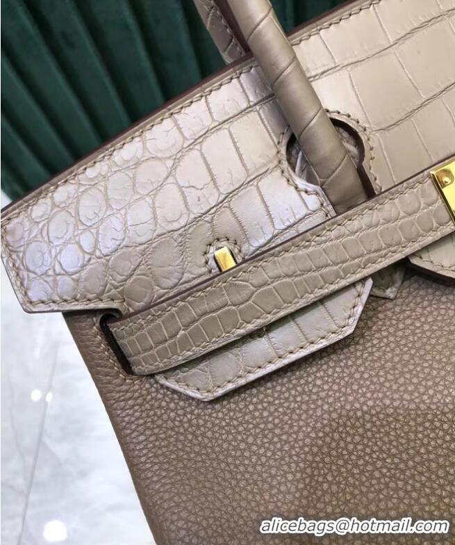 Promotional Hermes Birkin Bag Original Leather crocodile togo HBK2530 gray