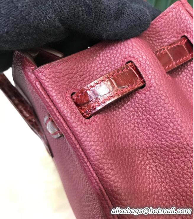 Top Quality Hermes Birkin Bag Original Leather crocodile togo HBK2530 Burgundy