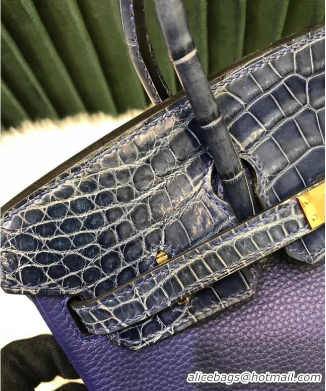 Inexpensive Hermes Birkin Bag Original Leather crocodile togo HBK2530 Blue