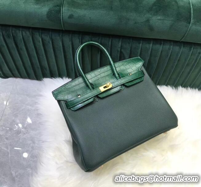 Good Product Hermes Birkin Bag Original Leather crocodile togo HBK2530 blackish green