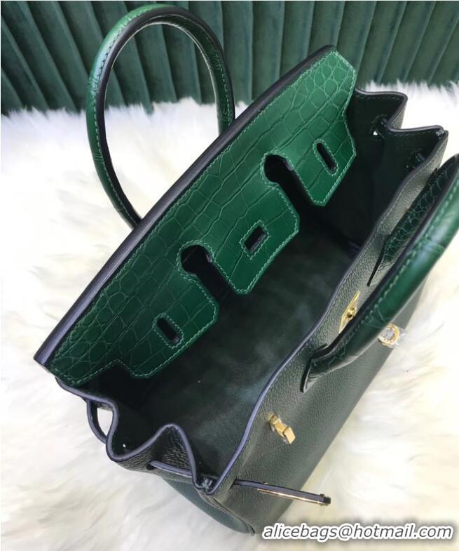 Good Product Hermes Birkin Bag Original Leather crocodile togo HBK2530 blackish green