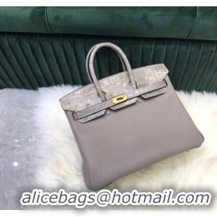 Pretty Style Hermes Birkin Bag Original Leather crocodile togo HBK2530 light gray