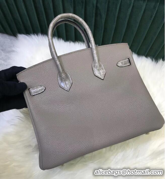 Pretty Style Hermes Birkin Bag Original Leather crocodile togo HBK2530 light gray