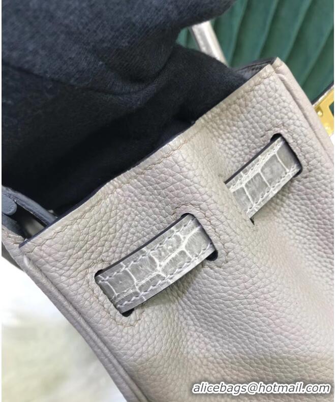 Pretty Style Hermes Birkin Bag Original Leather crocodile togo HBK2530 light gray