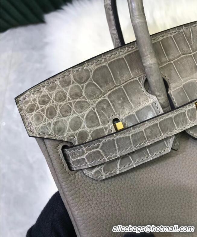 Pretty Style Hermes Birkin Bag Original Leather crocodile togo HBK2530 light gray