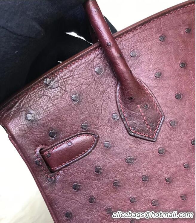 Best Price Hermes Birkin Bag Original Leather Ostrich skin HBK2530 Burgundy