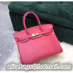 Shop Design Hermes Birkin Bag Original Leather Ostrich skin HBK2530 rose