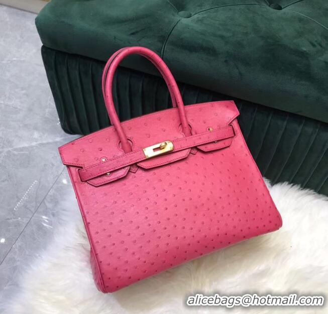 Shop Design Hermes Birkin Bag Original Leather Ostrich skin HBK2530 rose