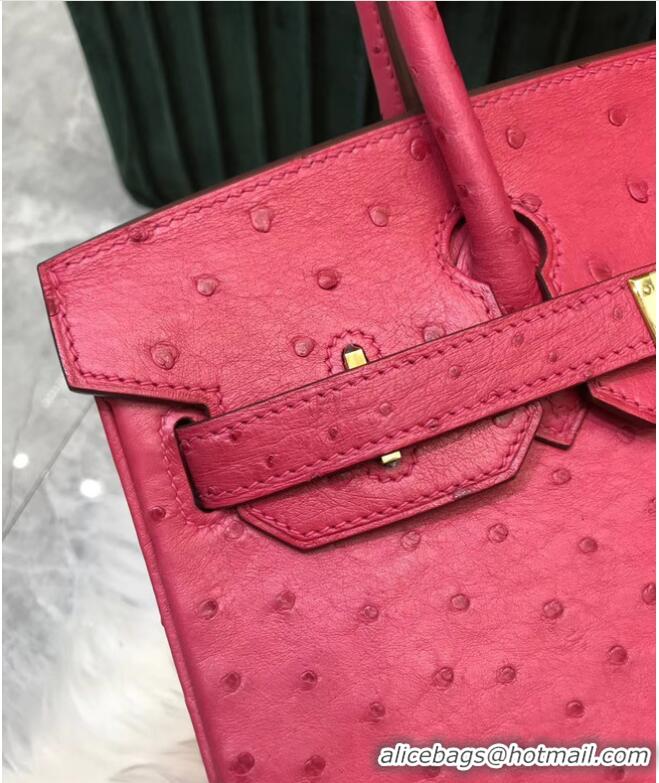 Shop Design Hermes Birkin Bag Original Leather Ostrich skin HBK2530 rose