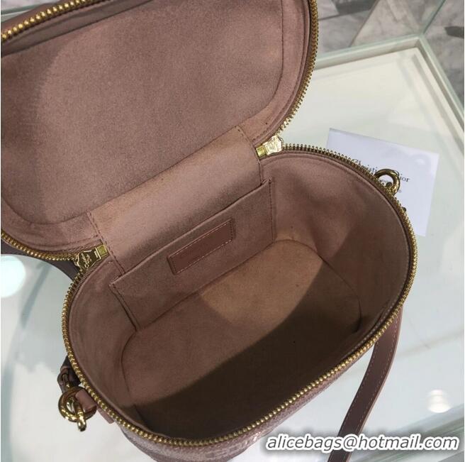 Unique Grade DIOR SMALL DIORTRAVEL VANITY CASE Cannage Lambskin S5488U Rose Des Vents