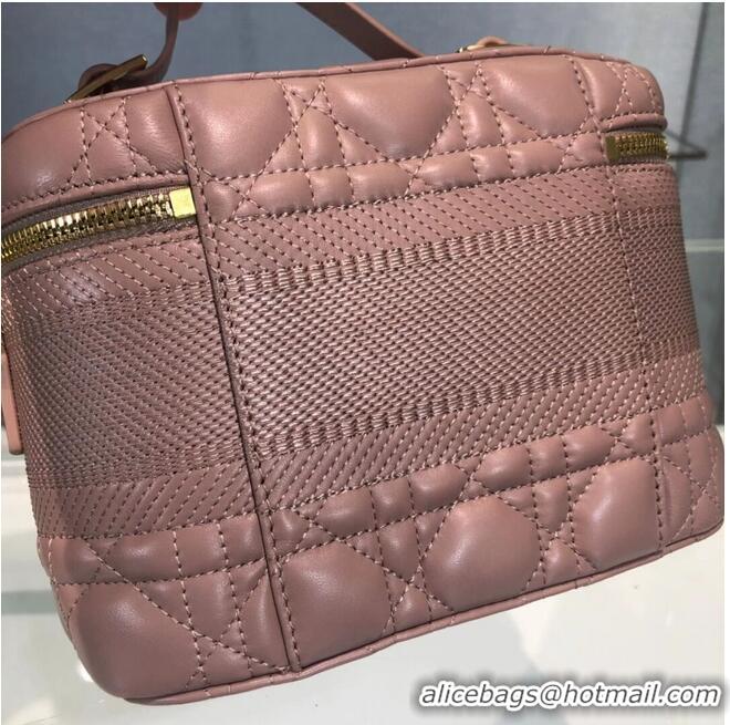 Unique Grade DIOR SMALL DIORTRAVEL VANITY CASE Cannage Lambskin S5488U Rose Des Vents