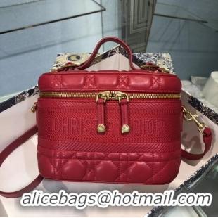 Best Product DIOR SMALL DIORTRAVEL VANITY CASE Cannage Lambskin S5488U Red