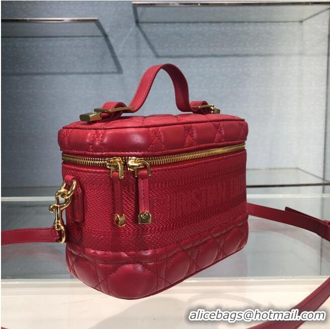 Best Product DIOR SMALL DIORTRAVEL VANITY CASE Cannage Lambskin S5488U Red