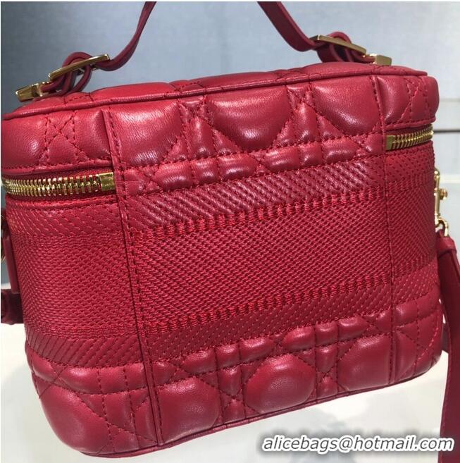 Best Product DIOR SMALL DIORTRAVEL VANITY CASE Cannage Lambskin S5488U Red