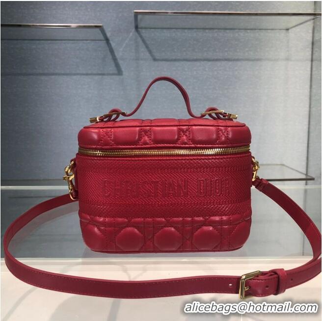 Best Product DIOR SMALL DIORTRAVEL VANITY CASE Cannage Lambskin S5488U Red