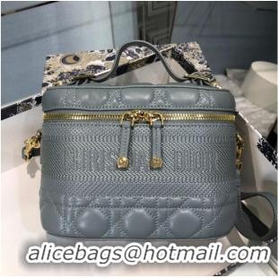 Popular Style DIOR SMALL DIORTRAVEL VANITY CASE Cannage Lambskin S5488U Gray