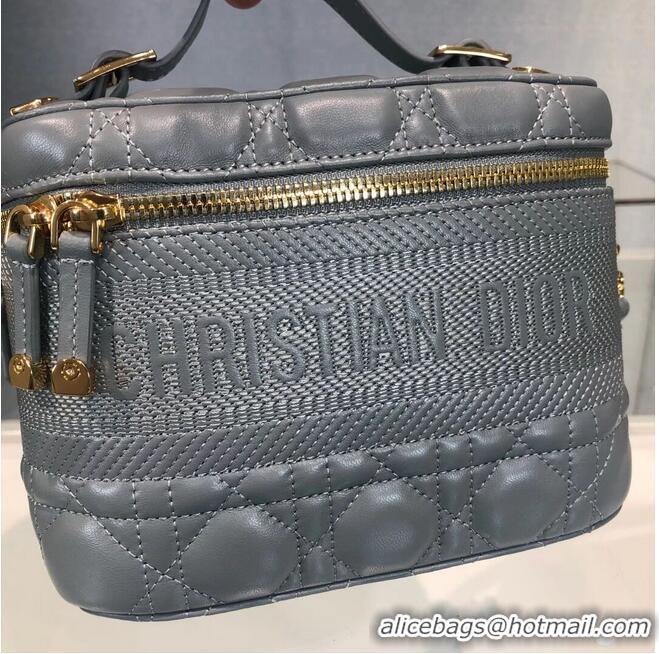 Popular Style DIOR SMALL DIORTRAVEL VANITY CASE Cannage Lambskin S5488U Gray