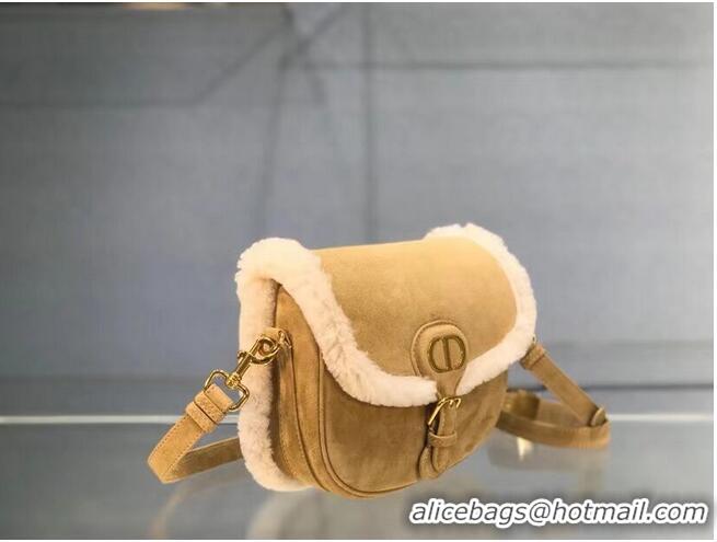 Good Product MEDIUM DIOR BOBBY BAG Camel-Colored Shearling M9319U