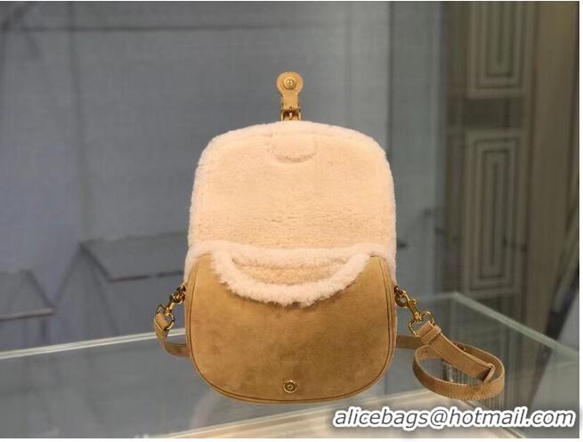 Good Product MEDIUM DIOR BOBBY BAG Camel-Colored Shearling M9319U