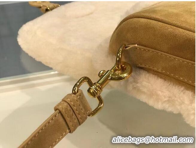 Good Product MEDIUM DIOR BOBBY BAG Camel-Colored Shearling M9319U