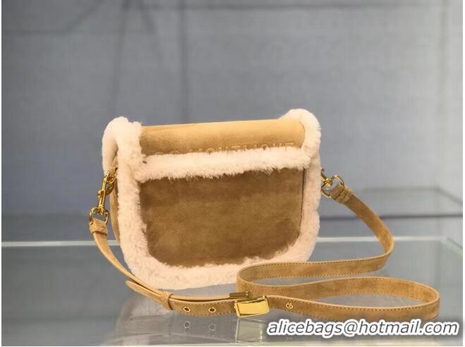 Good Product MEDIUM DIOR BOBBY BAG Camel-Colored Shearling M9319U