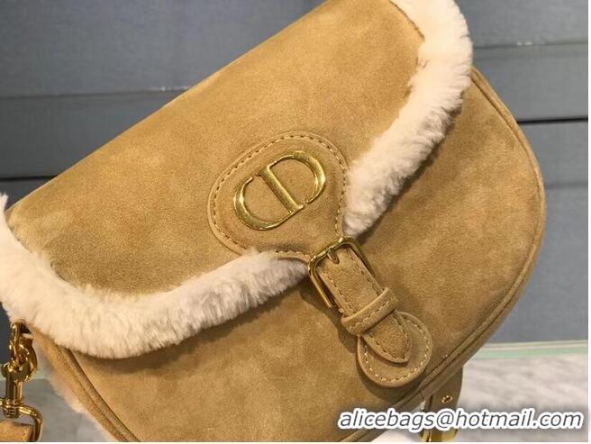 Good Product MEDIUM DIOR BOBBY BAG Camel-Colored Shearling M9319U