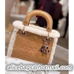 Top Grade MEDIUM DIOR TOTE Camel-Colored Shearling M8820