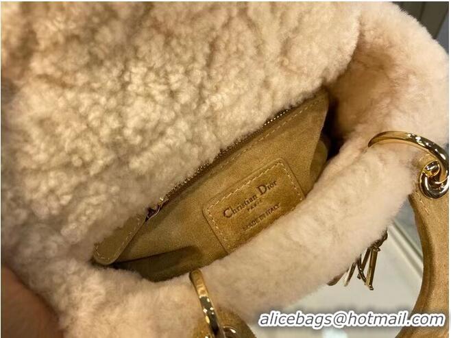 Top Grade MEDIUM DIOR TOTE Camel-Colored Shearling M8820