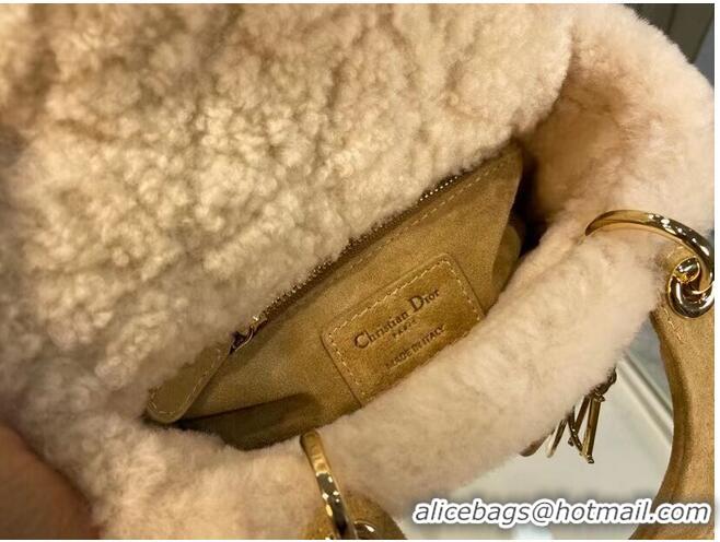 Top Grade MEDIUM DIOR TOTE Camel-Colored Shearling M8820