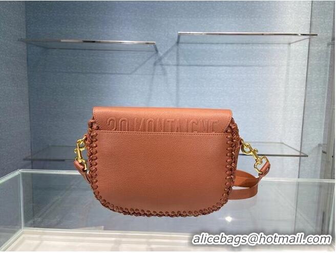 Promotional MEDIUM DIOR BOBBY BAG Dark Tan Grained Calfskin with Whipstitched Seams M9319U