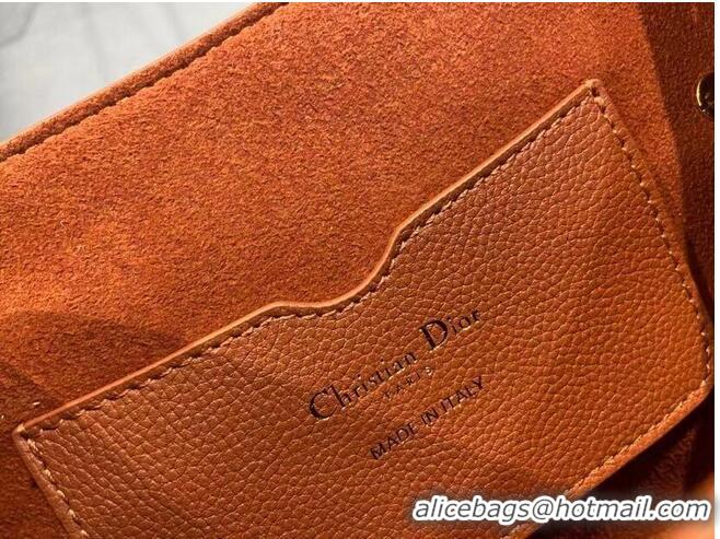 Promotional MEDIUM DIOR BOBBY BAG Dark Tan Grained Calfskin with Whipstitched Seams M9319U