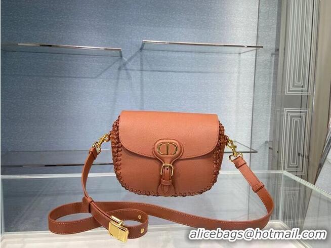 Promotional MEDIUM DIOR BOBBY BAG Dark Tan Grained Calfskin with Whipstitched Seams M9319U