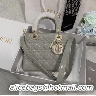 Buy Discount LADY DIOR MY ABCDIOR BAG Patent Cannage Calfskin M0538 Gray