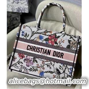 Grade Design SMALL DIOR BOOK TOTE Multicolor Mille Fleurs Embroidery M1296ZW