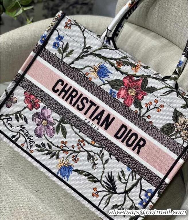 Grade Design SMALL DIOR BOOK TOTE Multicolor Mille Fleurs Embroidery M1296ZW