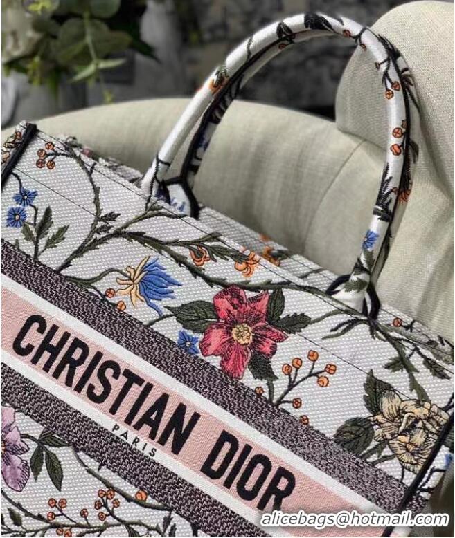 Grade Design SMALL DIOR BOOK TOTE Multicolor Mille Fleurs Embroidery M1296ZW