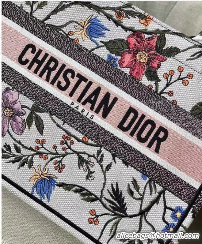 Grade Design SMALL DIOR BOOK TOTE Multicolor Mille Fleurs Embroidery M1296ZW