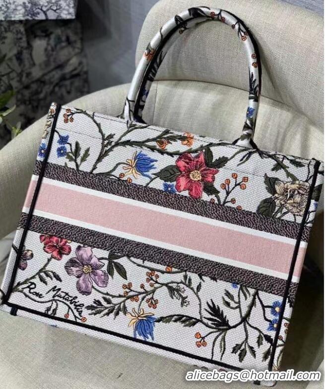 Grade Design SMALL DIOR BOOK TOTE Multicolor Mille Fleurs Embroidery M1296ZW