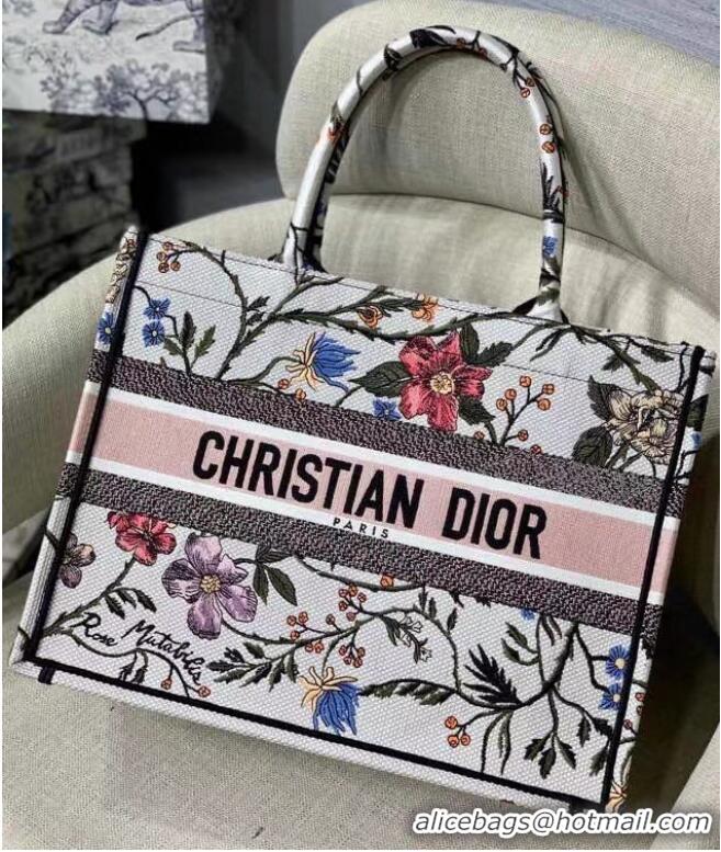 Grade Design SMALL DIOR BOOK TOTE Multicolor Mille Fleurs Embroidery M1296ZW