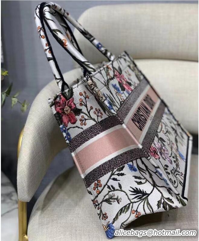 Grade Design SMALL DIOR BOOK TOTE Multicolor Mille Fleurs Embroidery M1296ZW