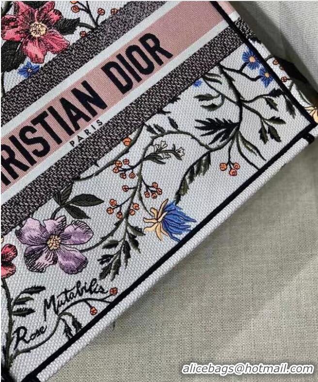 Grade Design SMALL DIOR BOOK TOTE Multicolor Mille Fleurs Embroidery M1296ZW